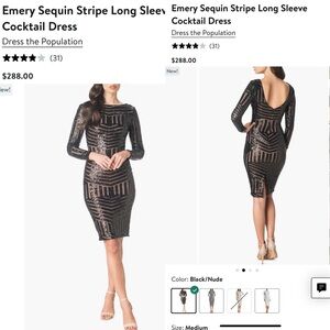 Dress The Population Sequin Long Sleeve Cocktail Mini Dress